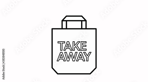 Vector Isolated Black and White Take Away Bag Icon or Sign