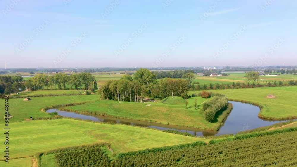 Houten, Utrecht / The Netherlands - October 1th 2020: Fort Lunet on the Snel near Fort Honswijk, part of the Dutch Waterline
