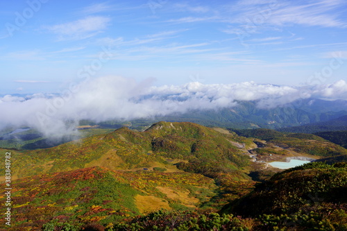 Scenery of Mt. Kurikoma in Japan with beautiful autumn colors