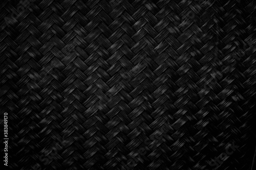 Black weave bamboo background Black background suitable for design Or put it in the background as a background