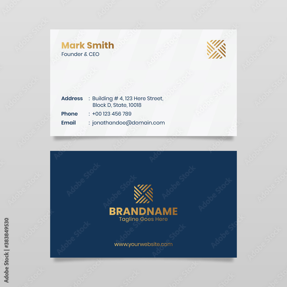 Luxury Elegant Minimal Blue and White Modern Corporate Business Card Template Design