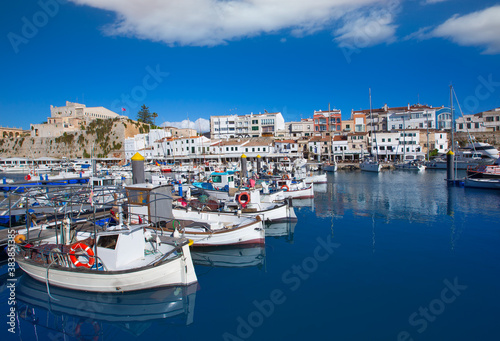 Ciutadella Menorca marina Port view Town hall photo