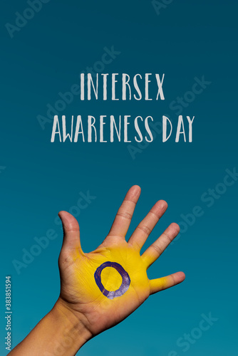 text intersex awareness day and intersex flag photo