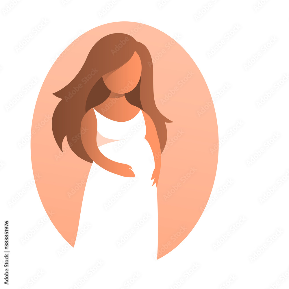 Beautiful pregnant woman in a white dress. Vector isolated illustration. Beautiful pregnant woman in a white dress. Vector isolated illustration.