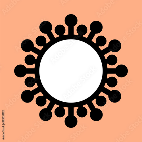COVID-19 virus icon. Dangerous coronavirus with legs. Vector isolated illustration on red background.