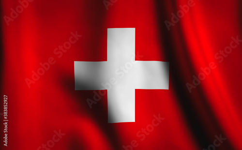 3D rendering of the waving flag Switzerland