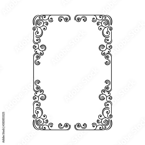 Black Ornate Frame with Filigree Swirls Vector Clipart