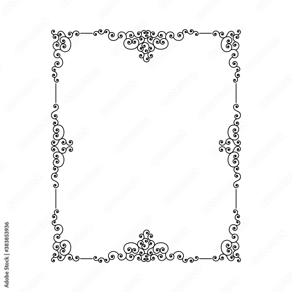 Ornamental Black Frame with Filigree Swirls Vector Clipart Ornamental Black Frame with Filigree Swirls Vector Clipart