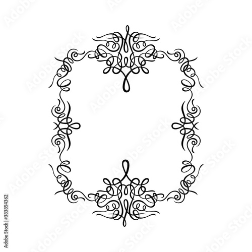 Rectangular Black Frame with Filigree Swirls Vector Clipart