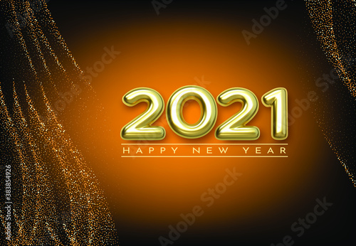Happy new year 2021. Concept golden letters to celebrate the new year 2021.