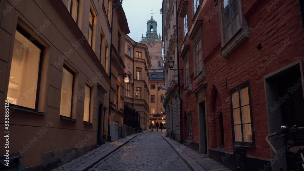 Old cozy colorful streets in stockholms old town city center