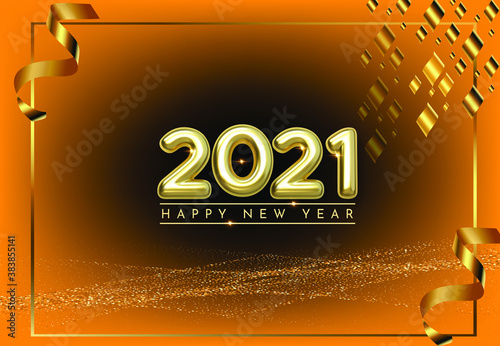 Happy new year 2021. Concept golden letters to celebrate the new year 2021.