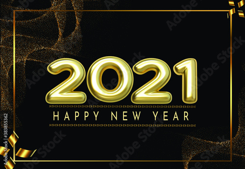 Happy new year 2021. Concept golden letters to celebrate the new year 2021.