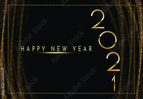 Happy new year 2021. Concept golden letters to celebrate the new year 2021.