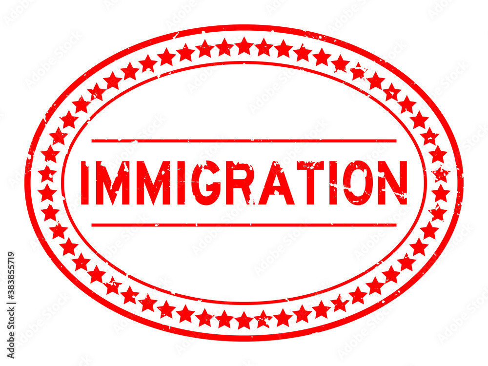 Grunge red immigration word oval rubber seal stamp on white background Grunge red immigration word oval rubber seal stamp on white background