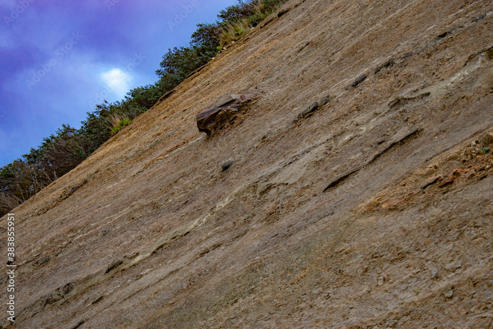 geological structure, landslide on steep coastal cliffs geological structure, landslide on steep coastal cliffs