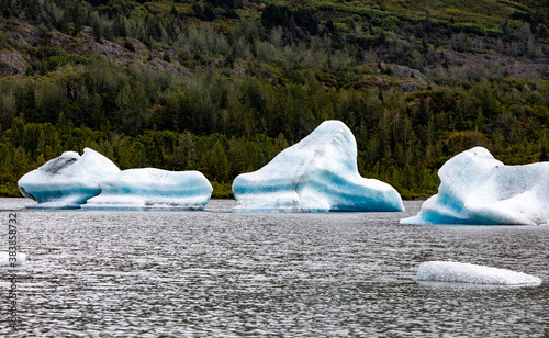 Close up icebergs in the waters of Alaska from the glacier
