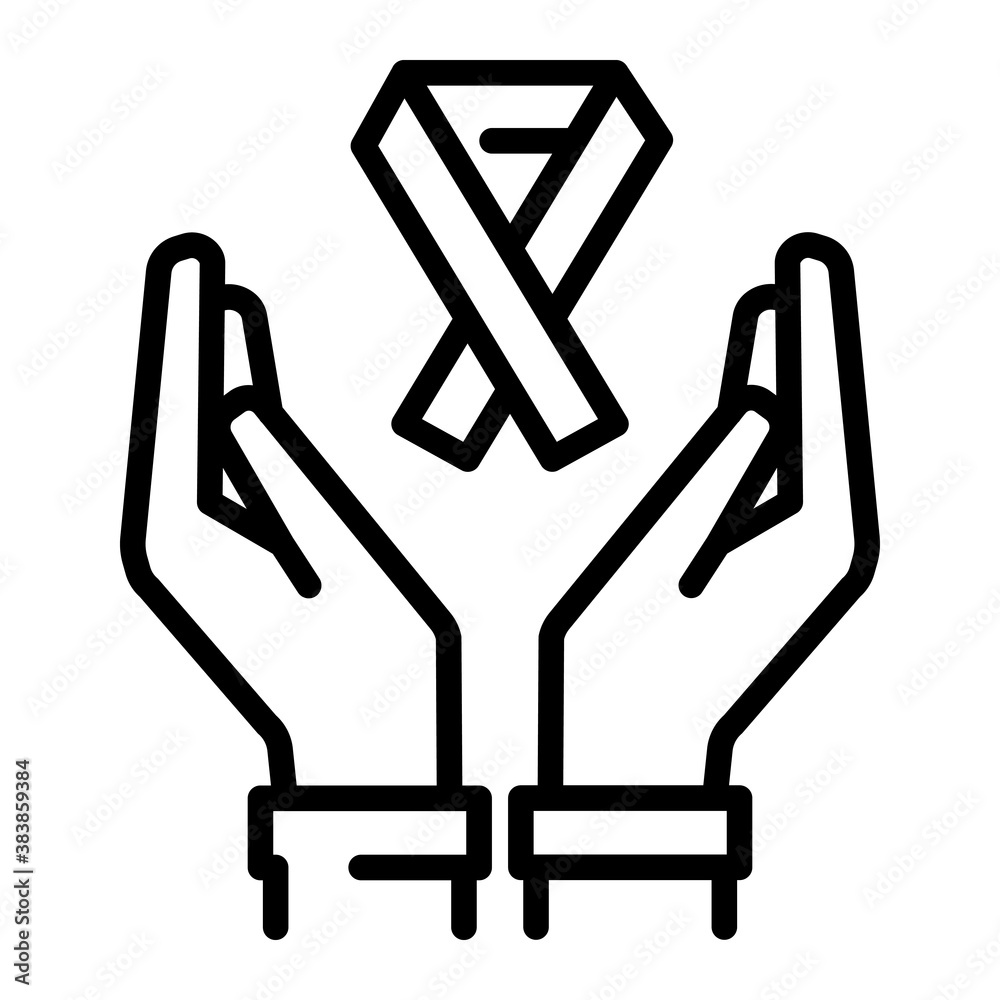 pixel perfect hand ribbon charity donation line icon pixel perfect hand ribbon charity donation line icon