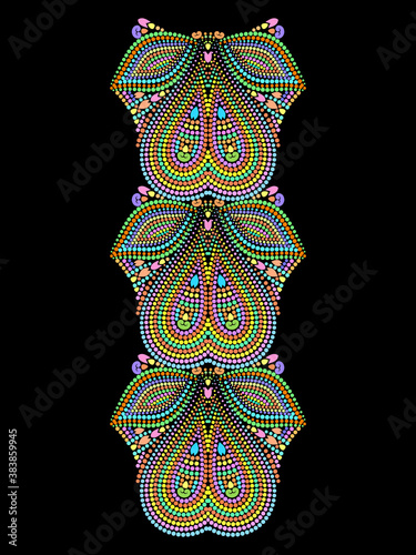 Neckline ethnic design, folk art . Geometric colorful traditional pattern. Vector print with paisley and beads for embroidery, for women's clothing.