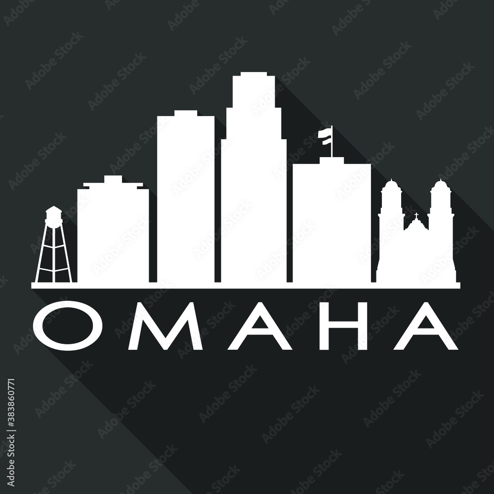 Omaha Nebraska Flat Icon Skyline Silhouette Design City Vector Art Famous Buildings. Omaha Nebraska Flat Icon Skyline Silhouette Design City Vector Art Famous Buildings.
