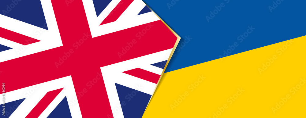 United Kingdom and Ukraine flags, two vector flags.