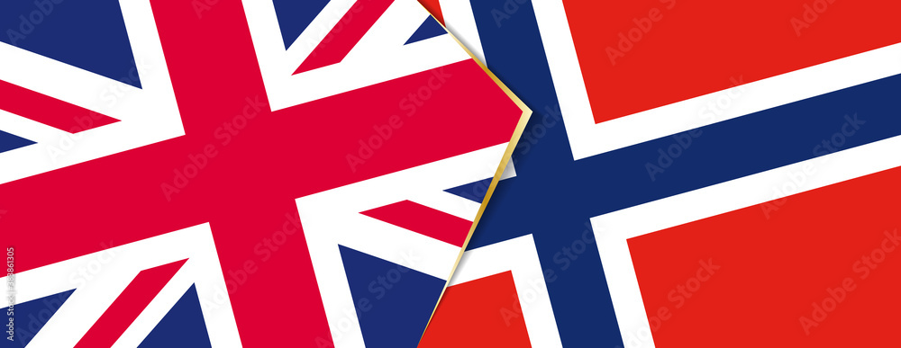 United Kingdom and Norway flags, two vector flags.