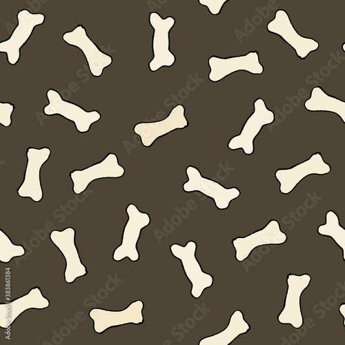 Seamless pattern with drawn bones