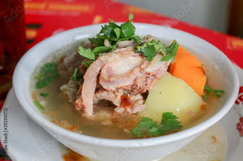 Sop buntut or oxtail soup. Indonesian traditional culinary.