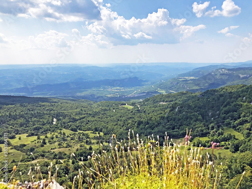 Wonderful panoramas of forests and pastures from the lookout in the Ucka Nature Park, Croatia / Čudesne panorame na šume i pašnjake sa vidikovaca u parku prirode Učka, Hrvatska photo