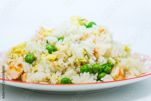 Cantonese fried basmati rice with ham and eggs