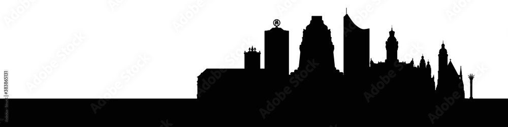 Skyline Leipzig – Umrisse als Vektorgrafik (Silhouette)