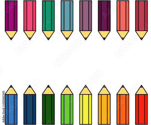 Colored pencils on a white background. Vector illustration.