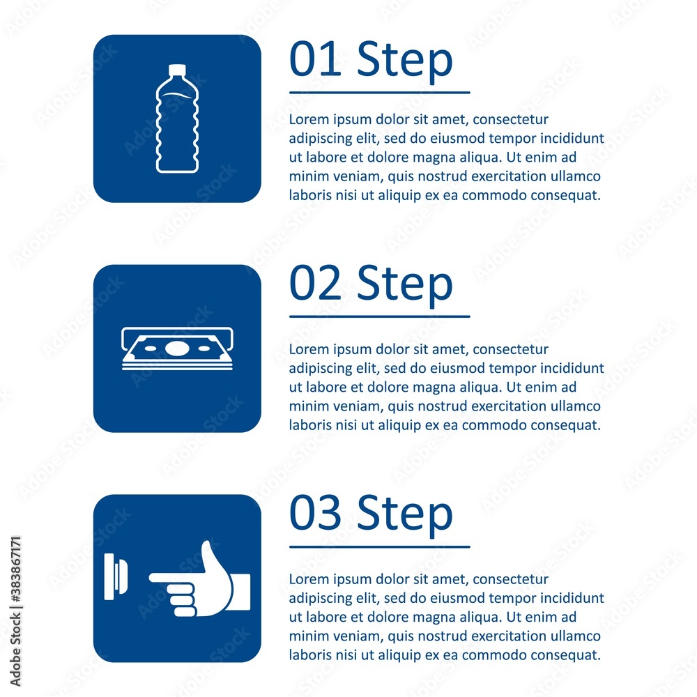 Instruction of use water vending machine. User manual infographic. Vector Instruction of use water vending machine. User manual infographic. Vector