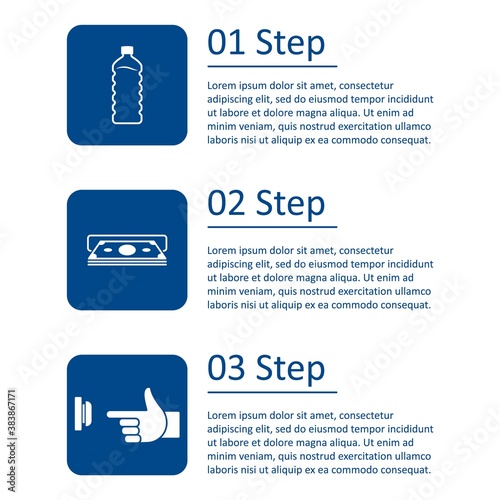 Instruction of use water vending machine. User manual infographic. Vector