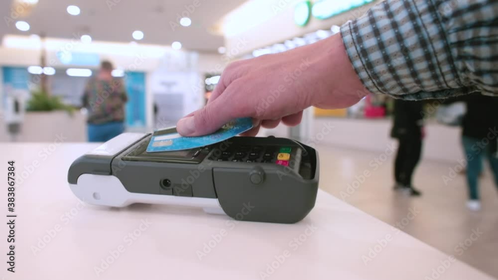 Contactless payment by bank card for goods using the online terminal in ...