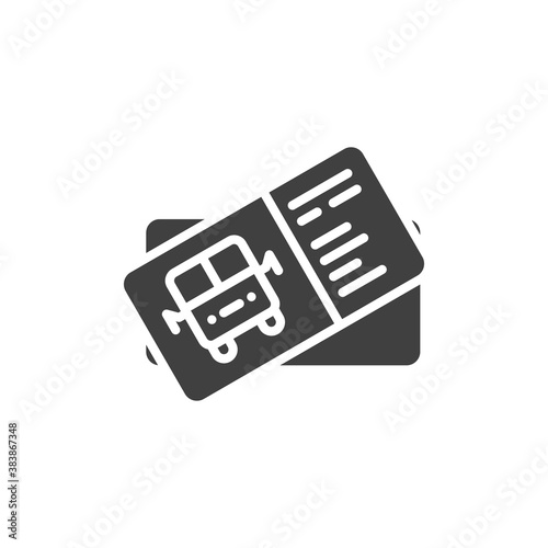 Bus tickets vector icon. filled flat sign for mobile concept and web design. Travel ticket glyph icon. Symbol, logo illustration. Vector graphics