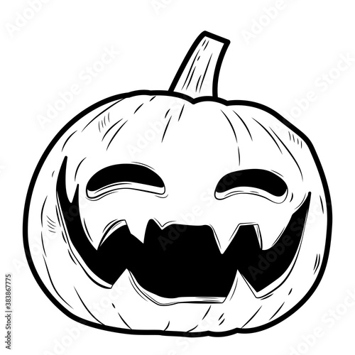 Smiling pumpkin uncolored. Isolated pumpkin jack. Vector.