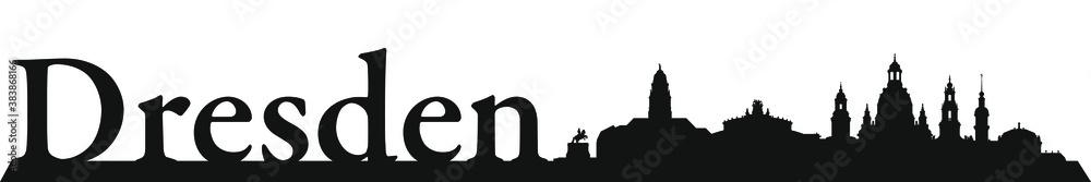 Skyline Dresden als runde Vektor Umriss Grafik