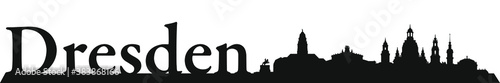 Obraz na płótnie Skyline Dresden als runde Vektor Umriss Grafik w salonie