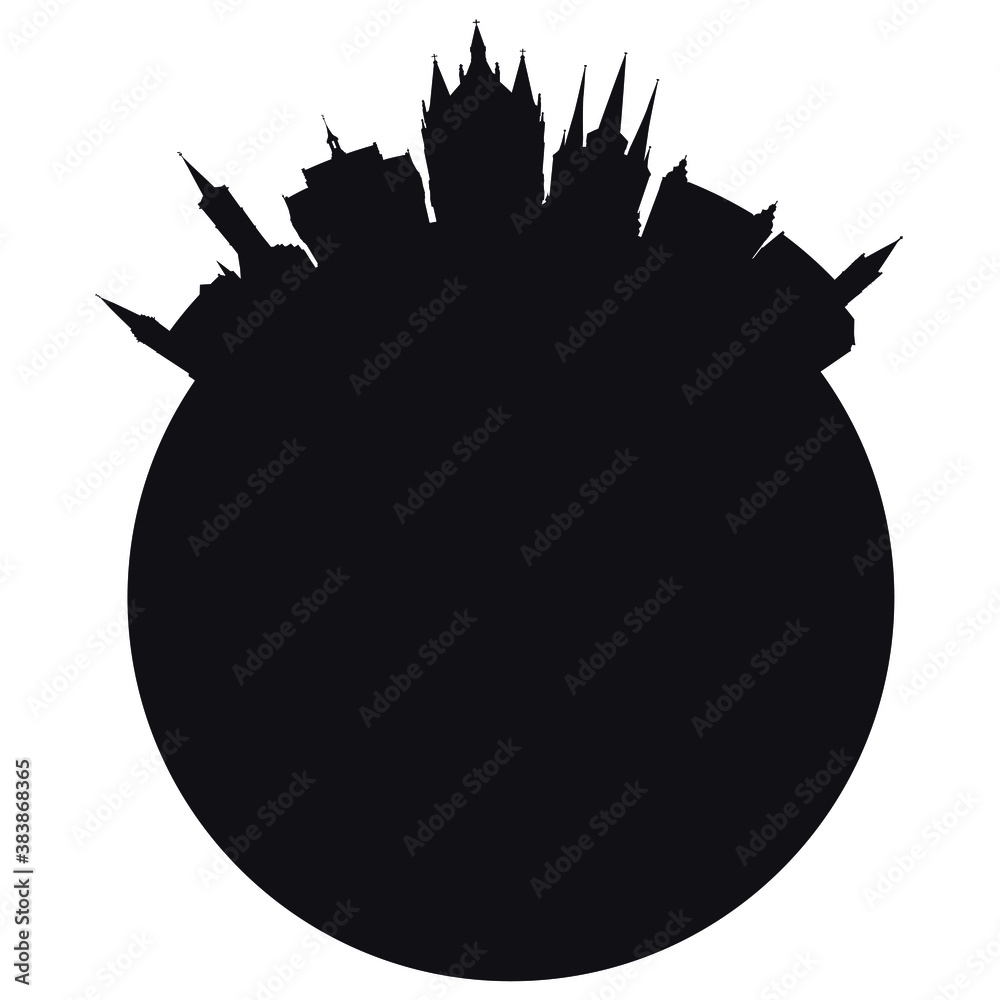 Skyline Erfurt als Umriss Grafik