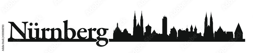 Skyline Nürnberg als Vektor Umriss Grafik