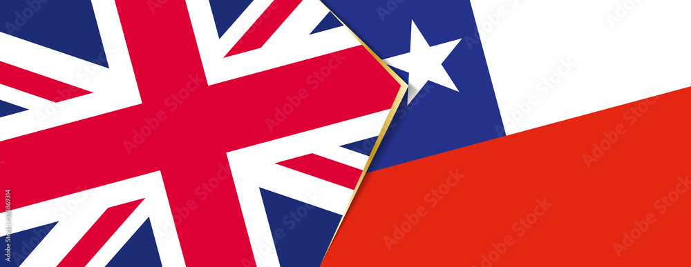 United Kingdom and Chile flags, two vector flags.