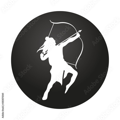 dussehra lord ram with bow and arrow white silhouette vector design
