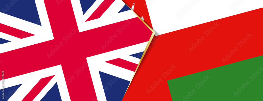 United Kingdom and Oman flags, two vector flags.