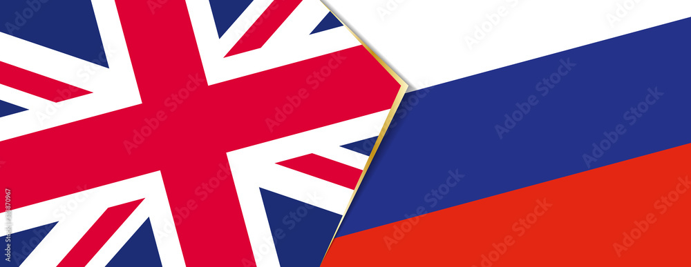United Kingdom and Russia flags, two vector flags.