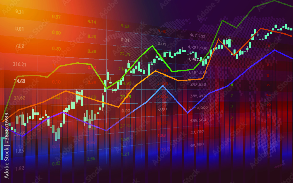 Stock market or forex trading candlestick graph in graphic design for financial investment concept Stock market or forex trading candlestick graph in graphic design for financial investment concept