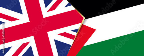 United Kingdom and Palestine flags, two vector flags.