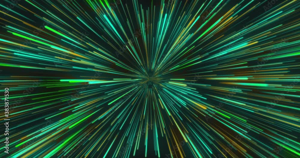 Multiple green light trails moving against black background Multiple green light trails moving against black background