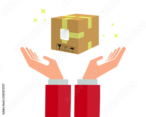 cargo package, fast shipping concept. Home delivery cargo flat vector, icon.