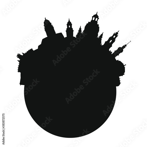 Obraz na płótnie Skyline Dresden als runde Vektor Umriss Grafik w salonie